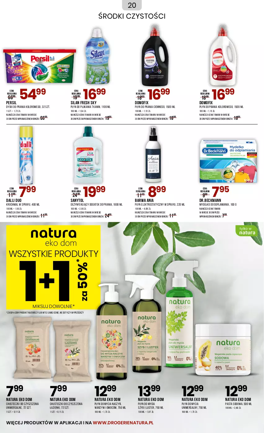 Gazetka promocyjna Drogerie Natura - Gazetka Drogerie Natura - ważna 04.09 do 03.10.2024 - strona 20 - produkty: Chusteczki, Chusteczki do czyszczenia, Do mycia naczyń, Persil, Płyn do mycia, Płyn do mycia naczyń, Płyn do płukania, Płyn do prania, Sanytol, Silan