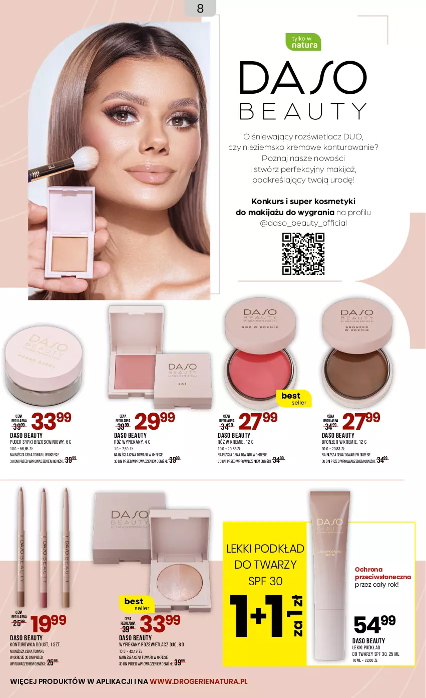 Gazetka promocyjna Drogerie Natura - Gazetka Drogerie Natura - ważna 04.09 do 03.10.2024 - strona 8 - produkty: Bronzer, Gra, Konturówka do ust, Makijaż, Podkład, Podkład do twarzy, Puder, Rozświetlacz