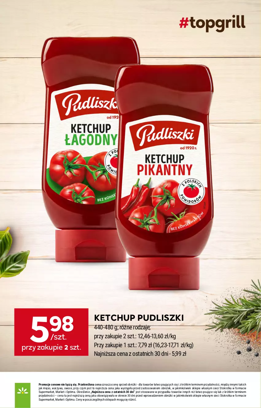 Gazetka promocyjna Stokrotka - Market - ważna 23.04 do 28.04.2026 - strona 14 - produkty: Ketchup, Mięso, Optima, Owoce, Pudliszki, Warzywa