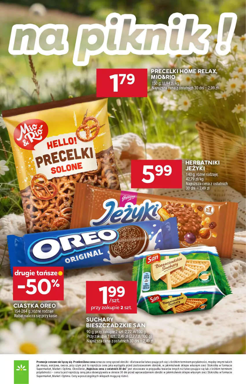 Gazetka promocyjna Stokrotka - Market - ważna 23.04 do 28.04.2026 - strona 33 - produkty: Ciastka, Herbatniki, Jeżyki, Mięso, Optima, Oreo, Owoce, Precelki, Warzywa