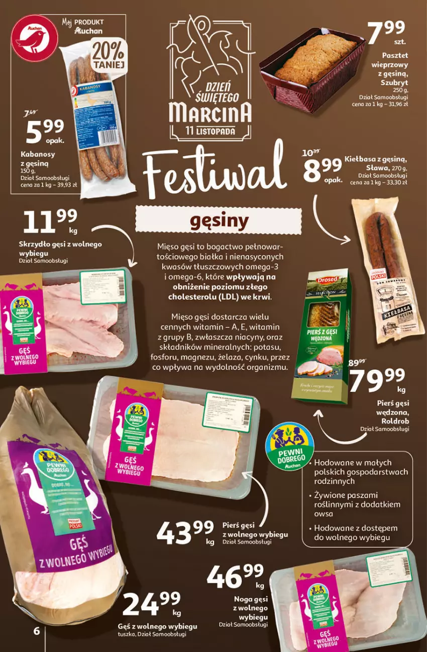 Gazetka promocyjna Auchan - Jesienne hiperokazje Hipermarkety - ważna 04.11 do 10.11.2021 - strona 6 - produkty: Cynk, Fa, Kiełbasa, LG, Magnez, Mięso, Omega-3, Pasztet, Szubryt, Tusz