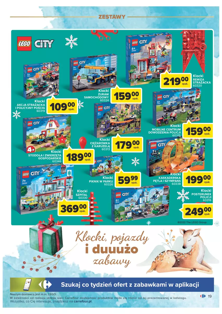 Gazetka promocyjna Carrefour - Gazetka Zabawki część 2 - ważna 29.11 do 24.12.2022 - strona 19 - produkty: Kask, Klocki, LEGO, Mobil, Posterunek policji, Rum, Zabawka, Zwierzęta