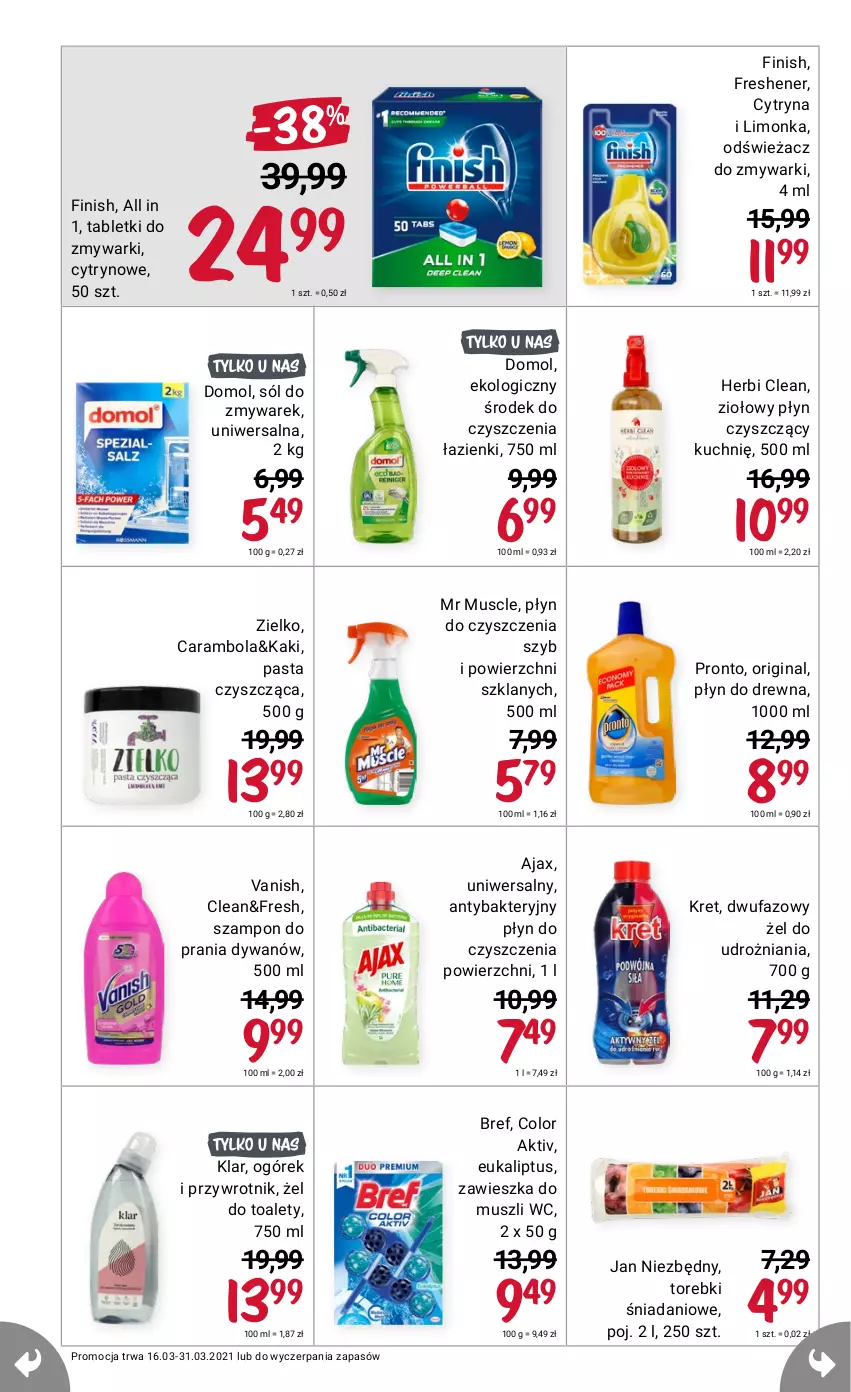 Gazetka promocyjna Rossmann - Marzec II - ważna 16.03 do 31.03.2021 - strona 2 - produkty: Ajax, Domol, Finish, Gin, Kaki, Limonka, Mus, Ogórek, Pronto, Vanish