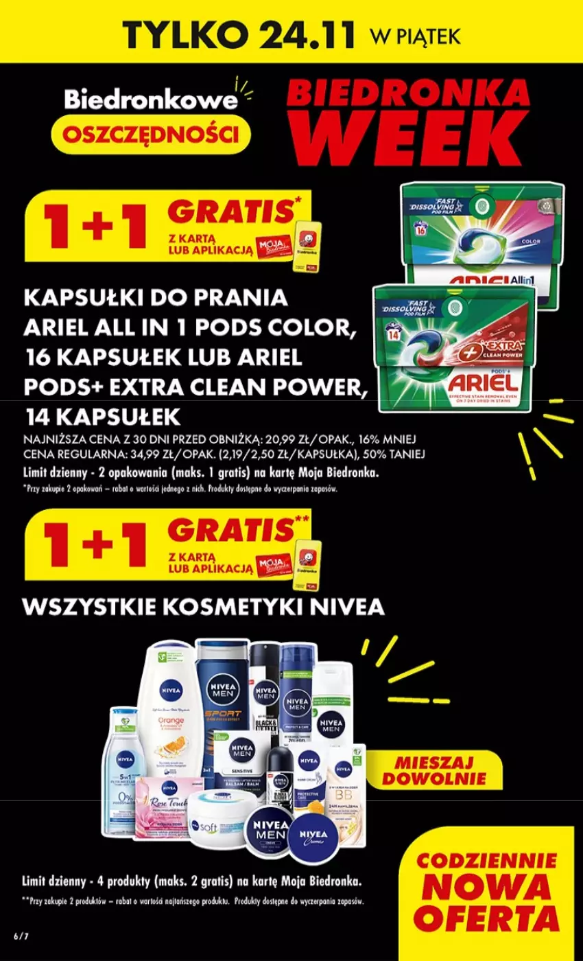 Gazetka promocyjna Biedronka - BlackFriday - ważna 23.11 do 29.11.2023 - strona 6 - produkty: Ariel, Gra, Kapsułki do prania, Nivea