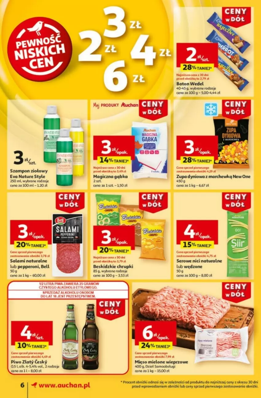 Gazetka promocyjna Auchan - ważna 09.01 do 15.01.2025 - strona 13 - produkty: Baton, Bell, Beskidzki, Chrupki, Gra, Mięso, Mięso mielone, Piwa, Piwo, Salami, Ser, Szampon, Zupa