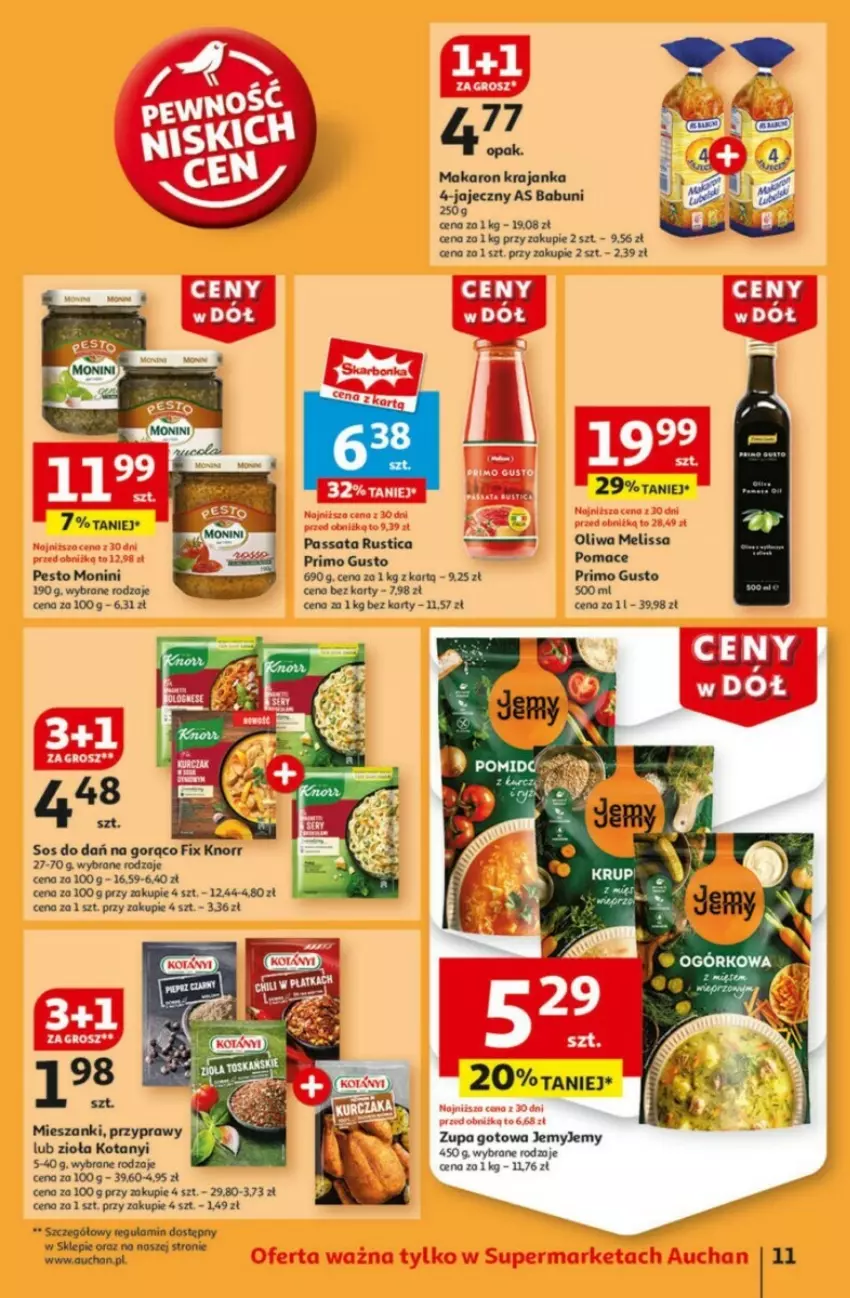 Gazetka promocyjna Auchan - ważna 09.01 do 15.01.2025 - strona 5 - produkty: Knorr, Makaron, Monini, Oliwa, Pesto, Przyprawy, Rust, Sos