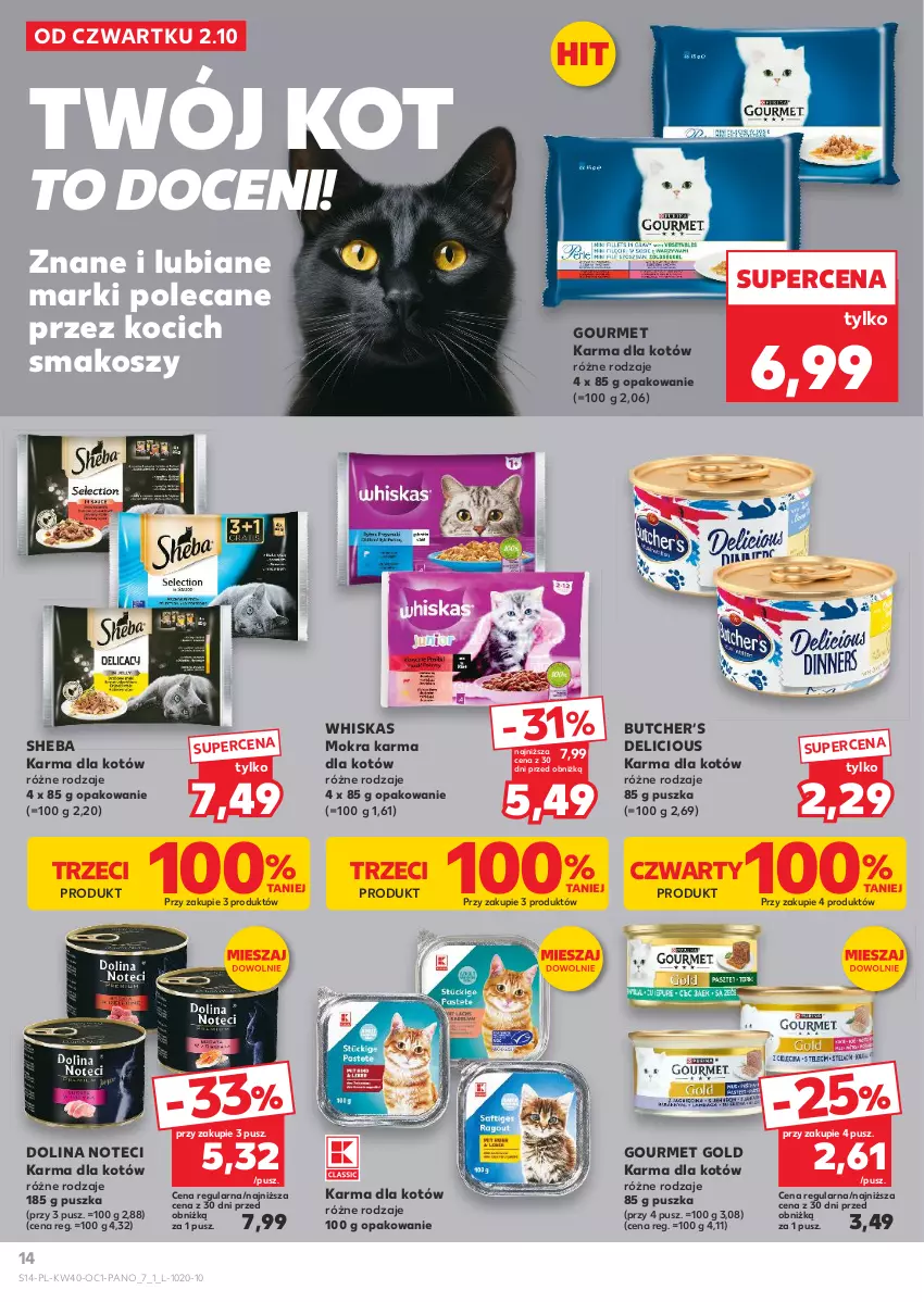 Gazetka promocyjna Kaufland - Kaufland - ważna 02.10 do 15.10.2025 - strona 14 - produkty: Gourmet Gold, Koc, Kosz, Mokra karma, Sheba, Whiskas
