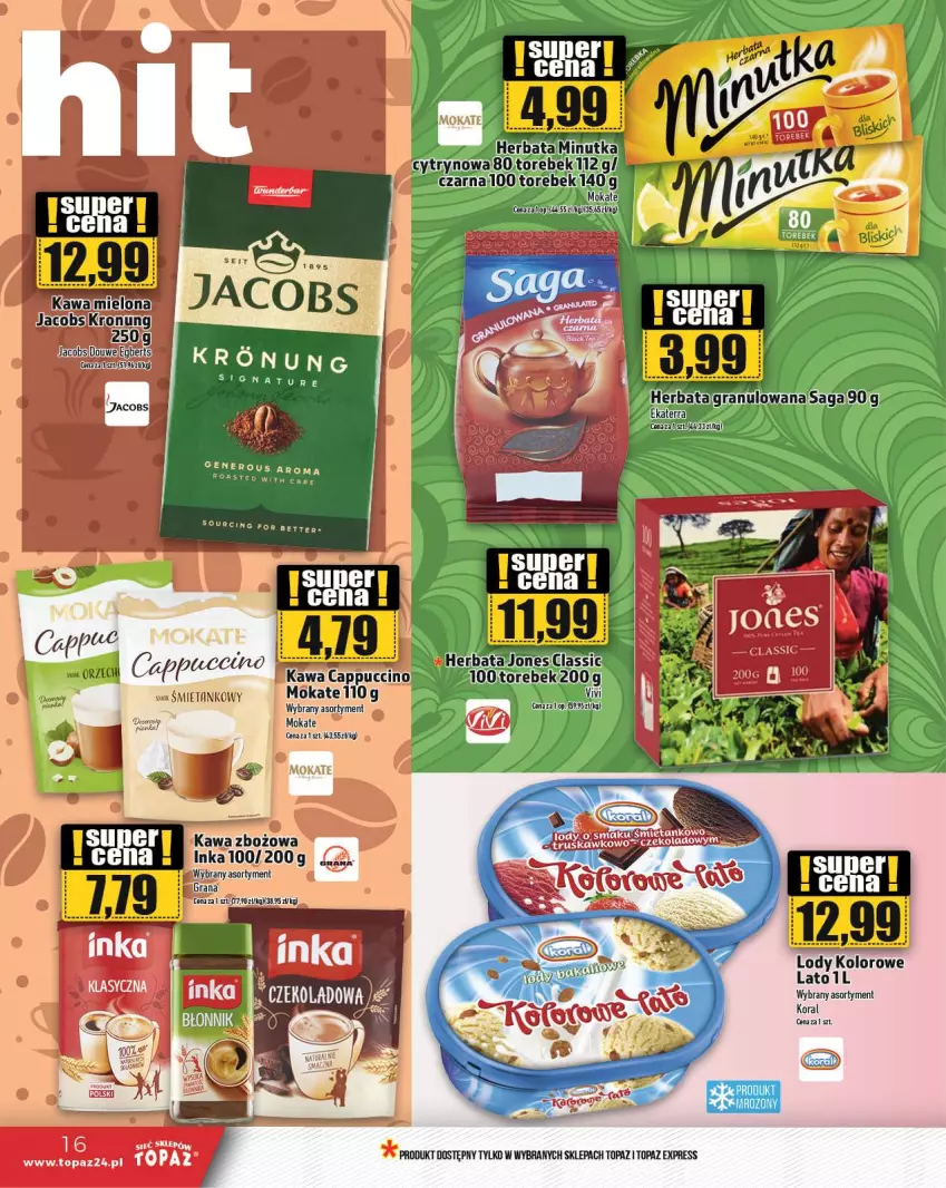 Gazetka promocyjna Topaz - Gazetka - ważna 07.03 do 13.03.2024 - strona 16 - produkty: Herbata, K2, Lody, Top
