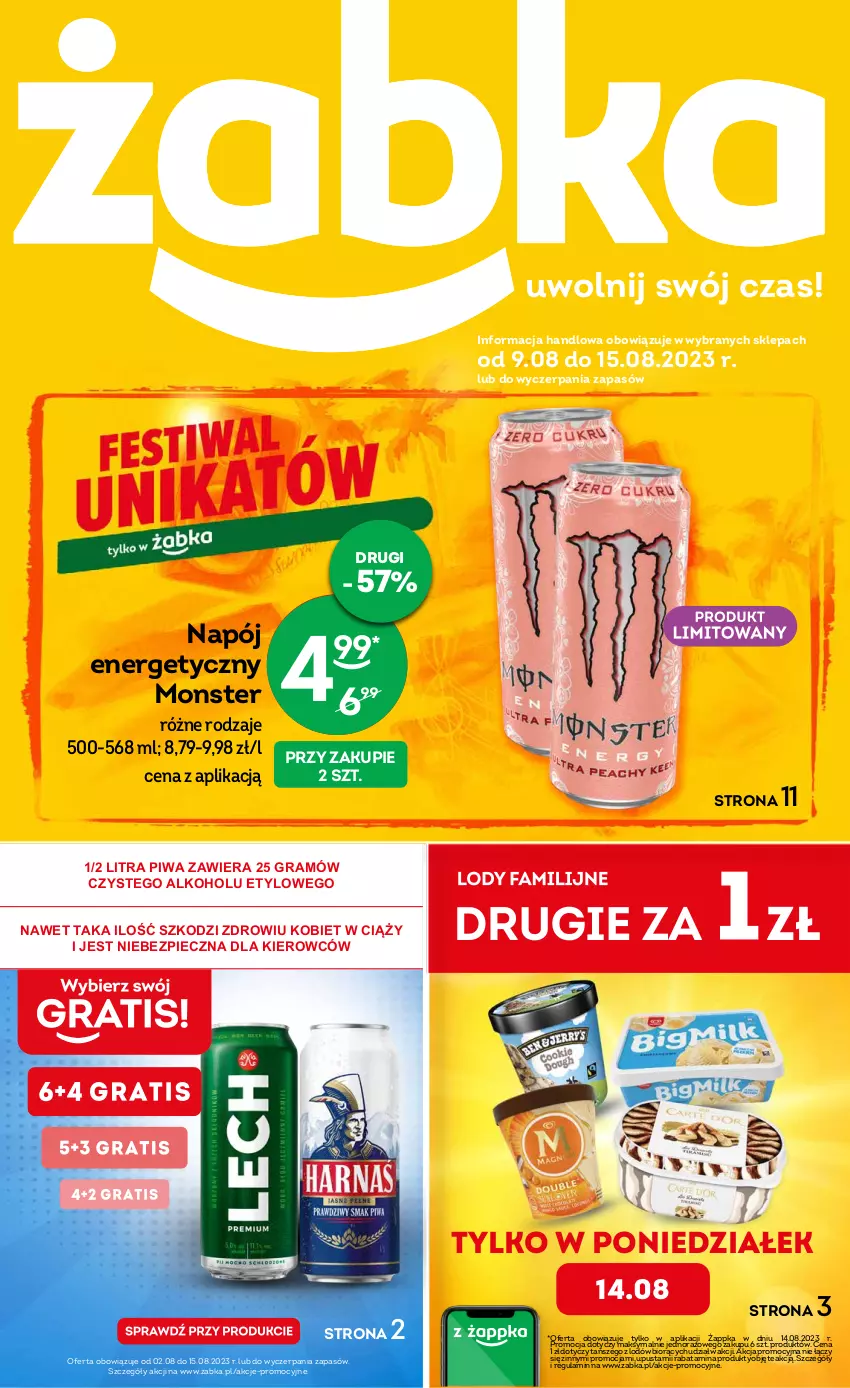 Gazetka promocyjna Żabka - ważna 09.08 do 15.08.2023 - strona 1 - produkty: Gra, Napój, Napój energetyczny, Piec, Piwa