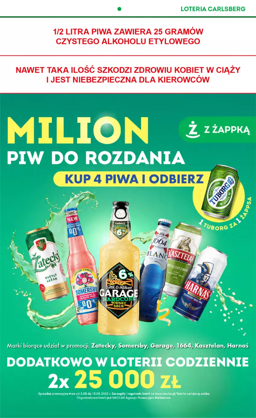 Gazetka promocyjna Żabka - ważna 09.08 do 15.08.2023 - strona 26 - produkty: Carlsberg, Gra, Harnaś, Kasztelan, Mola, Piec, Piwa, Somersby