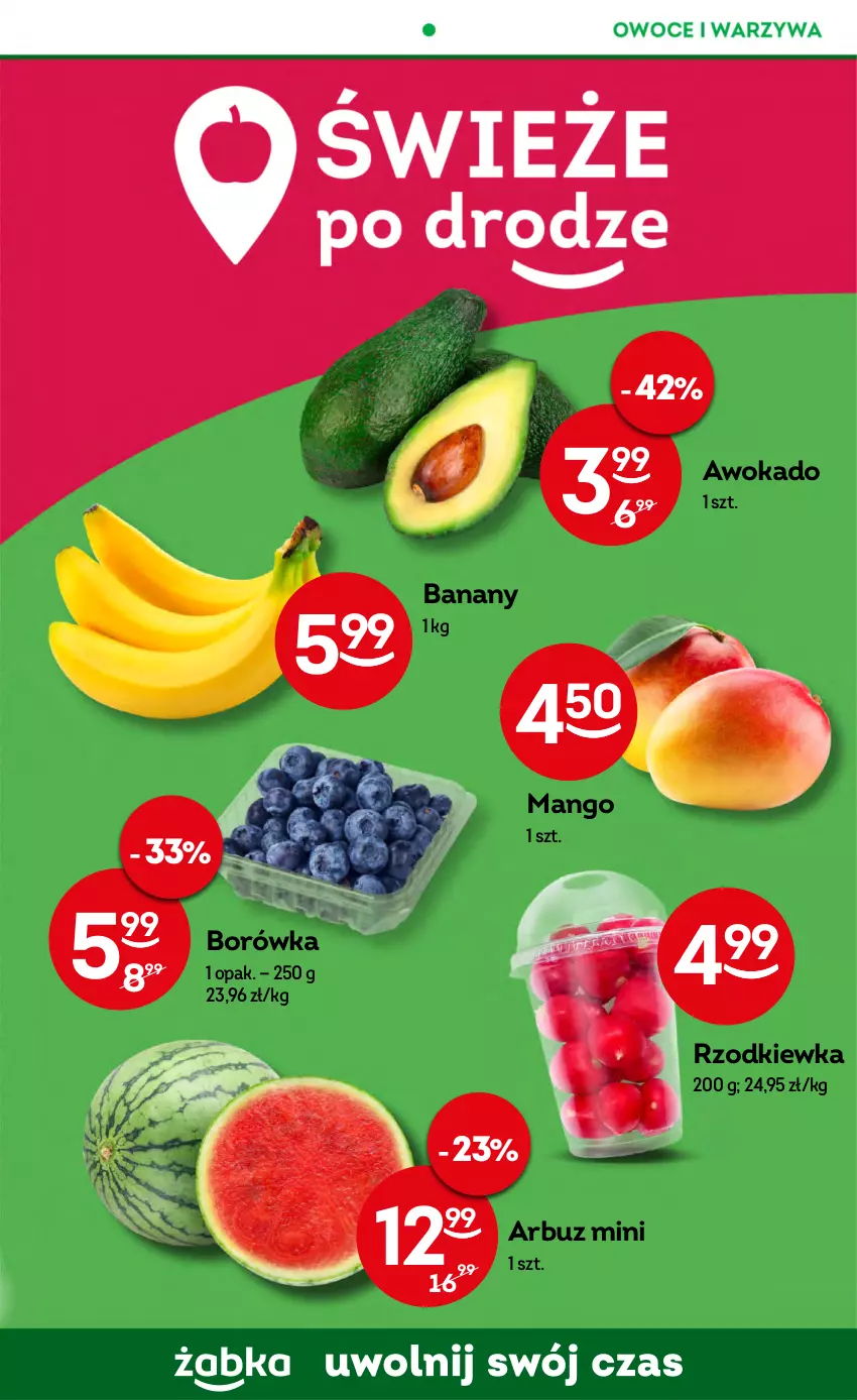 Gazetka promocyjna Żabka - ważna 09.08 do 15.08.2023 - strona 39 - produkty: Arbuz, Banany, Borówka, Mango, Rzodkiewka