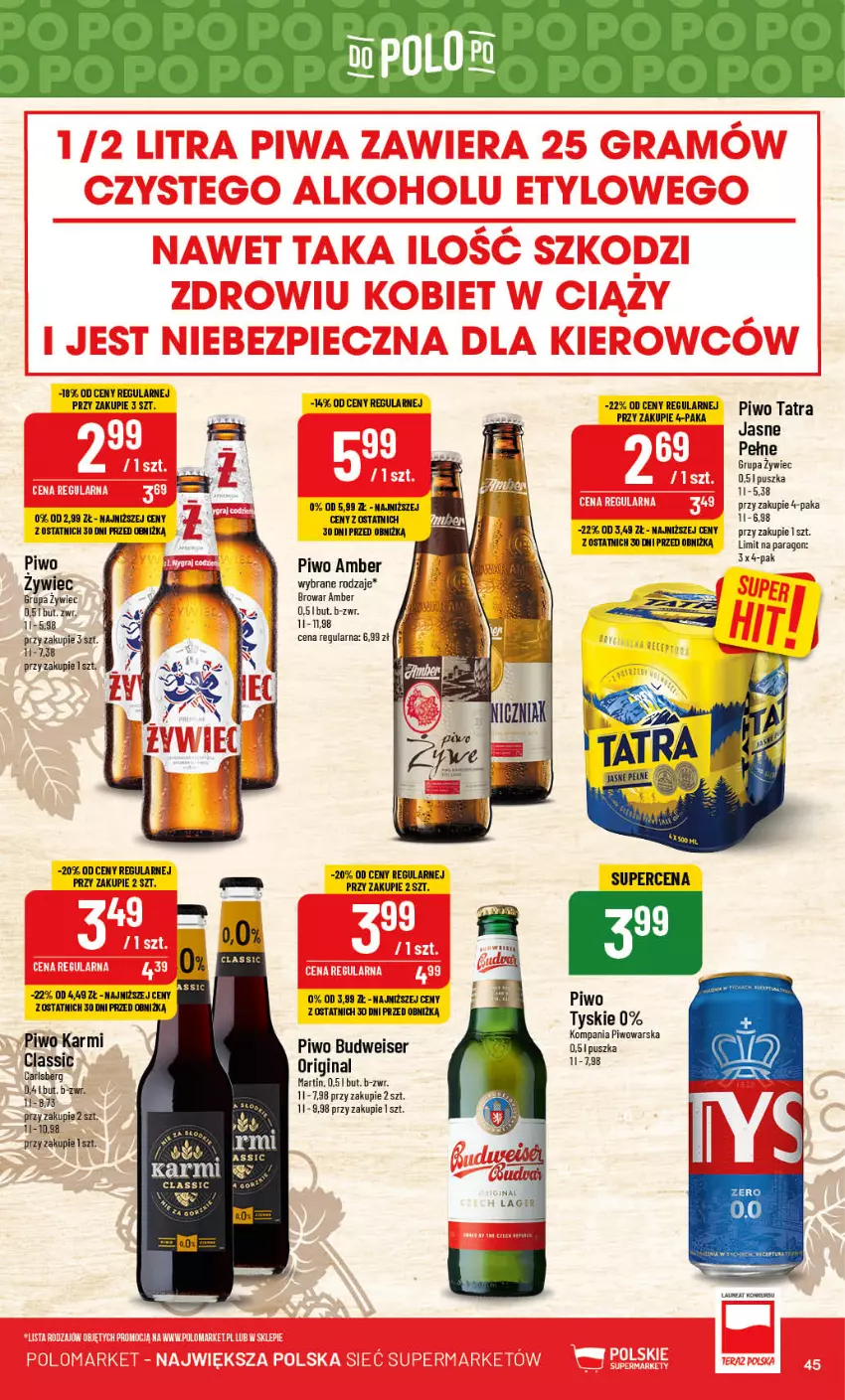 Gazetka promocyjna PoloMarket - Gazetka pomocyjna - ważna 13.09 do 19.09.2023 - strona 45 - produkty: Carlsberg, Gin, Karmi, Laur, Piwo, Ser, Tatra, Tyskie