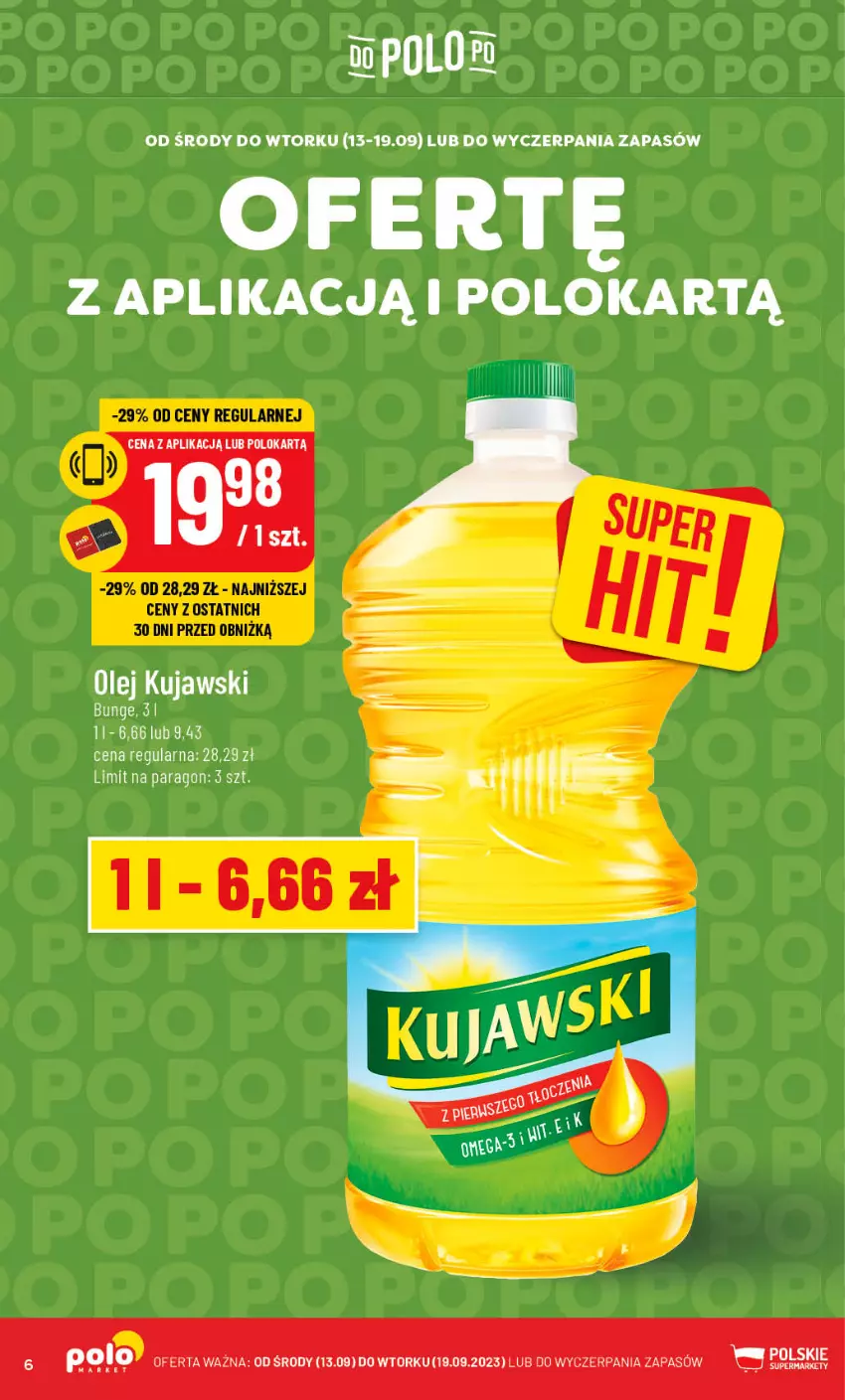 Gazetka promocyjna PoloMarket - Gazetka pomocyjna - ważna 13.09 do 19.09.2023 - strona 6 - produkty: Kujawski, Olej