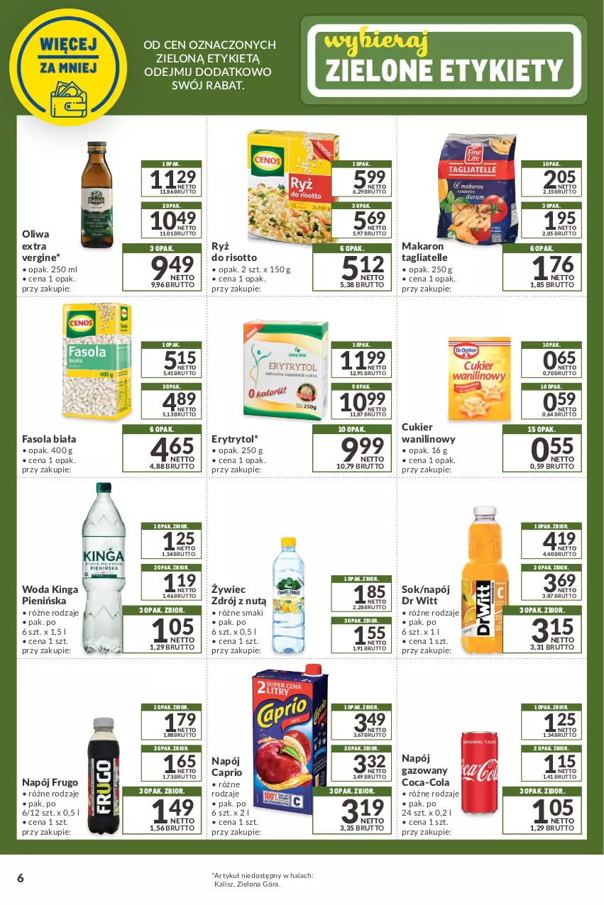 Gazetka promocyjna Makro - [Oferta promocyjna] Kupuj więcej płać mniej - ważna 14.12.2021 do 05.01.2022 - strona 6 - produkty: Coca-Cola, Cukier, Cukier wanilinowy, Fa, Fasola, Gin, Makaron, Napój, Napój gazowany, Ryż, Ryż do risotto, Sok, Tagliatelle, Woda