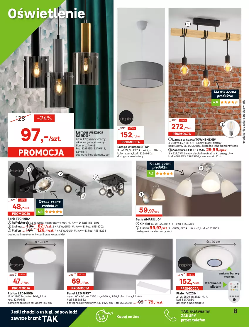 Gazetka promocyjna Leroy Merlin - Nowe Drzwi - ważna 04.08 do 24.08.2021 - strona 8 - produkty: Firana, Karnisz, Lampa, Lampa wisząca, Listwa, Plafon, Plafon LED, Poduszka, Por, Reflektor, Roleta, Ser, Szyna, Telefon, Zasłona