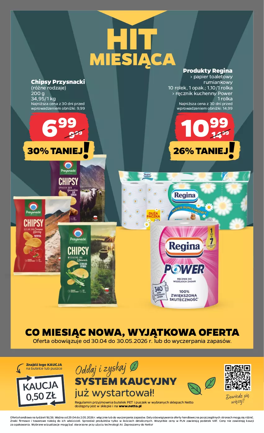 Gazetka promocyjna Netto - Od Środy - ważna 29.04 do 02.05.2026 - strona 20 - produkty: Chipsy, Gin, Papier, Papier toaletowy, Przysnacki, Ręcznik, Ręcznik kuchenny, Rum