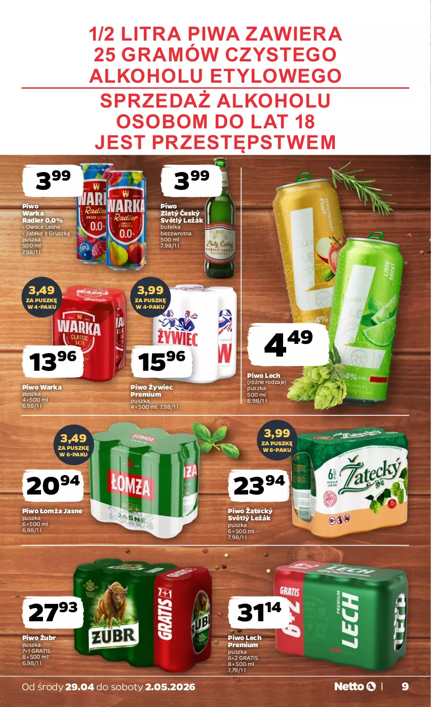 Gazetka promocyjna Netto - Od Środy - ważna 29.04 do 02.05.2026 - strona 9 - produkty: Gra, Grill, Lech Premium, Owoce, Piwa, Piwo, Radler, Warka