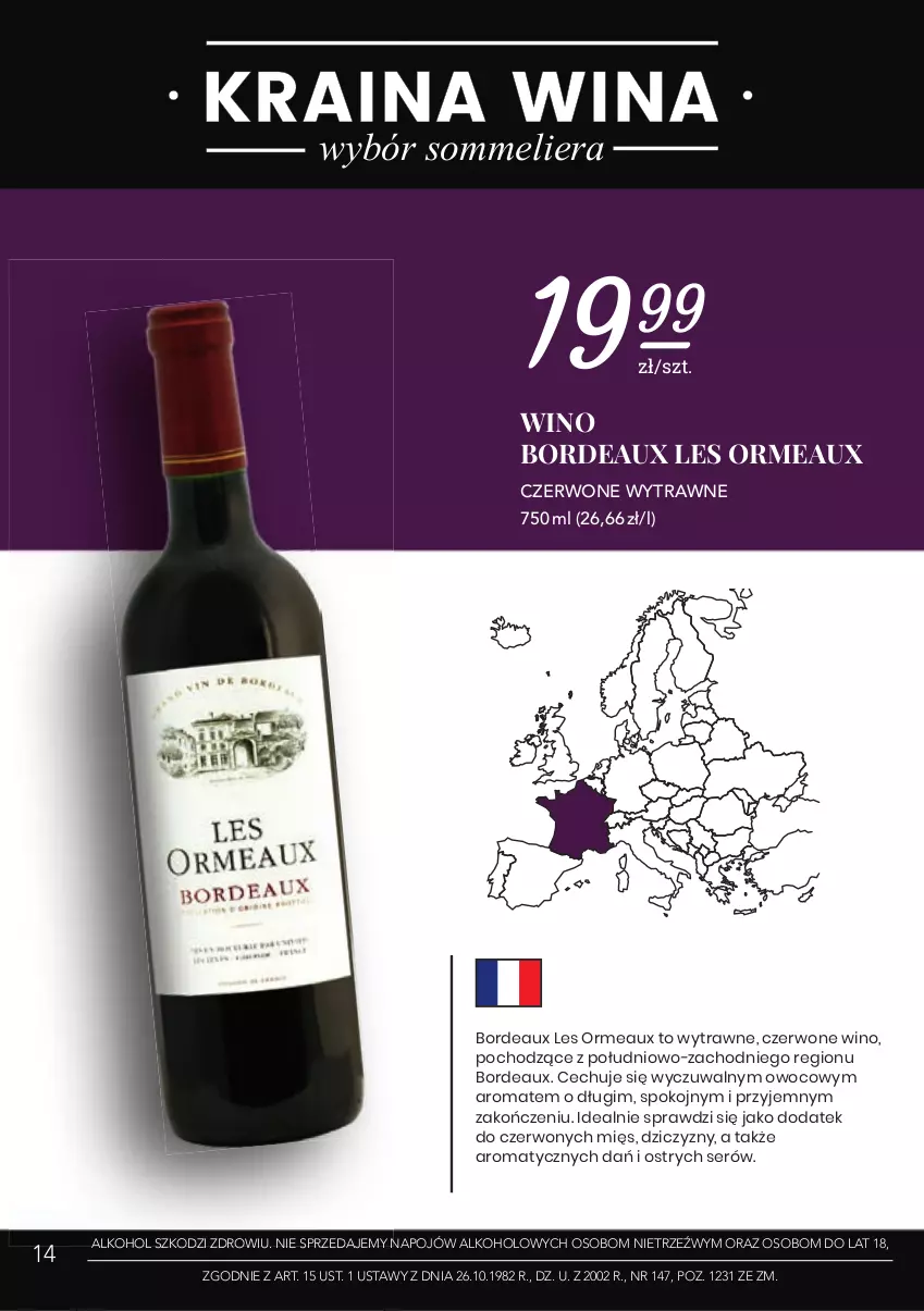 Gazetka promocyjna Stokrotka - Oferta alkoholowa - ważna 25.02 do 24.03.2021 - strona 14 - produkty: Bordeaux, Ser, Wino