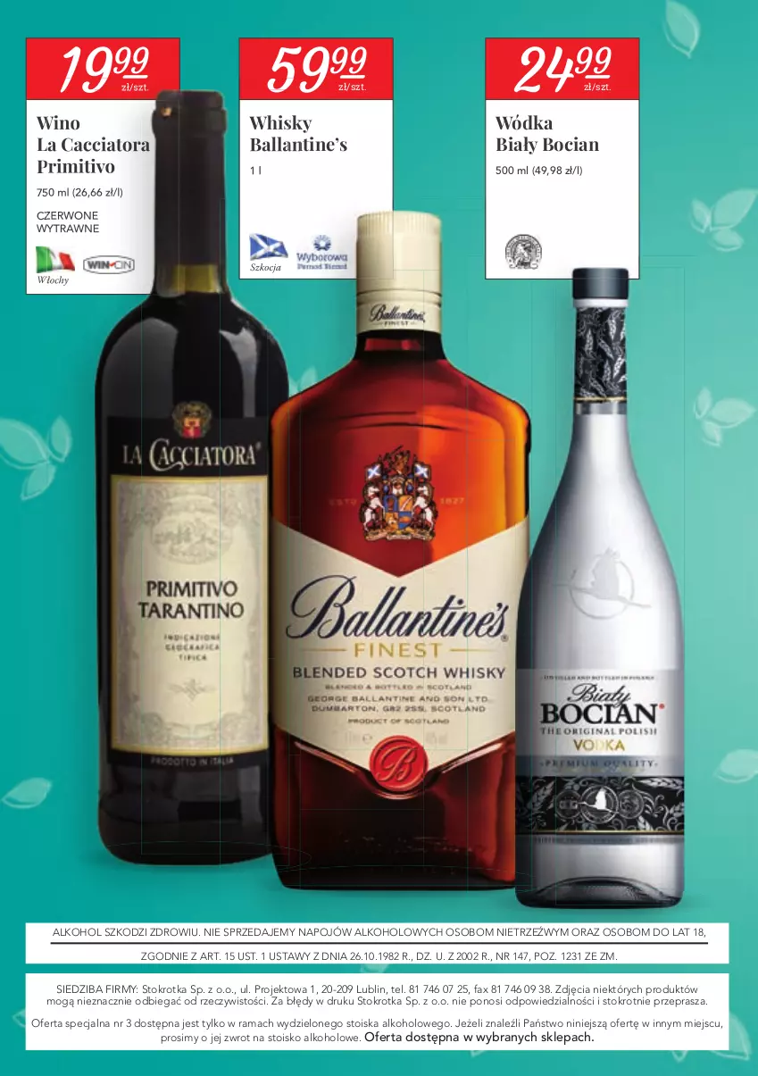 Gazetka promocyjna Stokrotka - Oferta alkoholowa - ważna 25.02 do 24.03.2021 - strona 16 - produkty: Biały Bocian, Fa, Koc, Rama, Whisky, Wino, Wódka