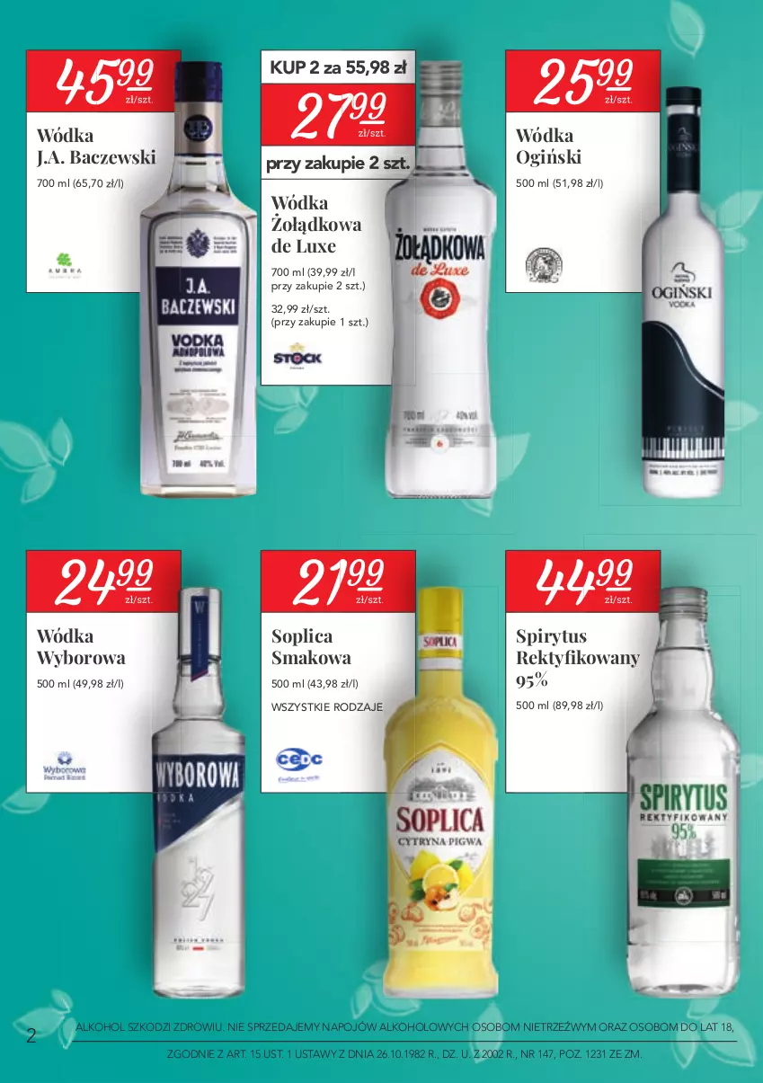 Gazetka promocyjna Stokrotka - Oferta alkoholowa - ważna 25.02 do 24.03.2021 - strona 2 - produkty: Ogiński, Soplica, Wódka, Wyborowa