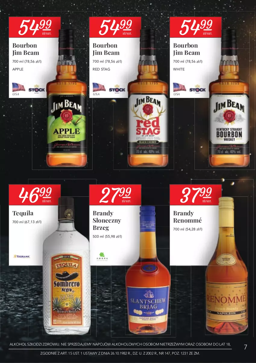 Gazetka promocyjna Stokrotka - Oferta alkoholowa - ważna 25.02 do 24.03.2021 - strona 7 - produkty: Bourbon, Brandy, Jim Beam, Tequila