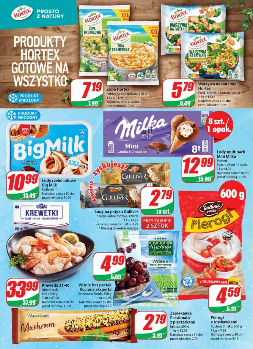 Gazetka promocyjna Dino - Gazetka 46 - ważna 14.11 do 21.11.2023 - strona 10 - produkty: Big Milk, Fa, Hortex, Krewetki, Kuchnia, LG, Lody, Milka, Ogród, Piec, Pieczarka, Pierogi, Stek, Zapiekanka, Zupa