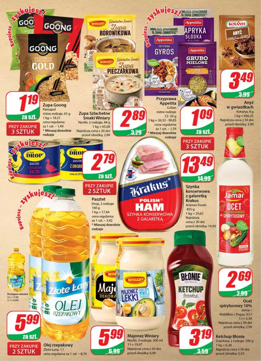 Gazetka promocyjna Dino - Gazetka 46 - ważna 14.11 do 21.11.2023 - strona 8 - produkty: Dawtona, Fa, Gala, Ketchup, Krakus, Majonez, Ocet, Olej, Olej rzepakowy, Pasztet, Piec, Ser, Szynka, Szynka konserwowa, Winiary, Zupa