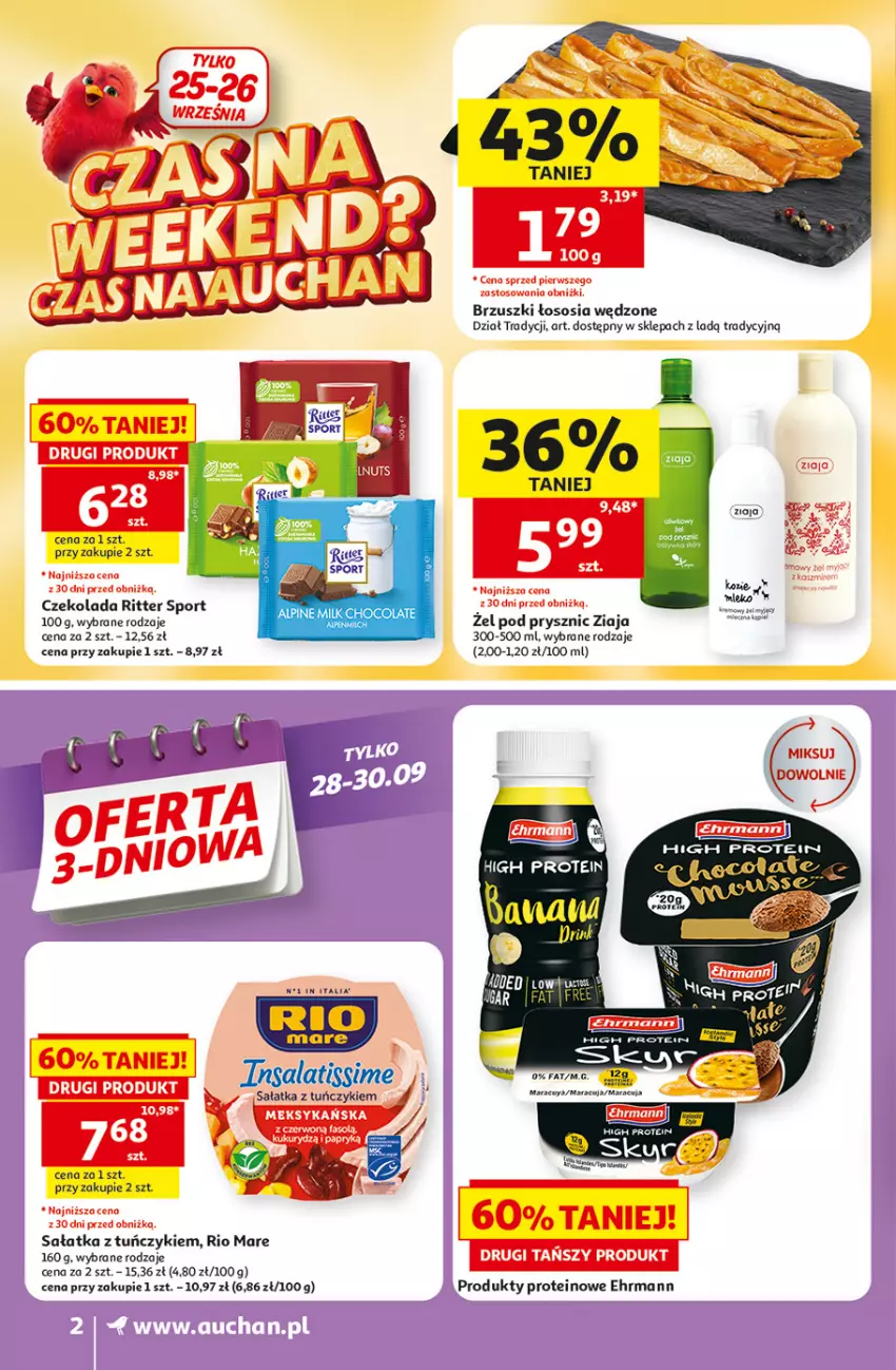 Gazetka promocyjna Auchan - 30 Lat Supermarket - ważna 24.09 do 30.09.2026 - strona 2 - produkty: Czekolada, Fa, Gala, Por, Rio Mare, Ritter Sport, Sałat, Sałatka, Sos, Sport, Tuńczyk, Ziaja