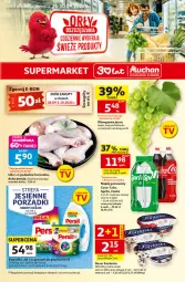 Gazetka promocyjna Auchan - 30 Lat Supermarket - Gazetka - ważna od 30.09 do 30.09.2026 - strona 1 - produkty: Kurczak, Ser, Por, Coca-Cola, Winogrona, Napój gazowany, Fanta, Deser, Wino, Napój, Fa
