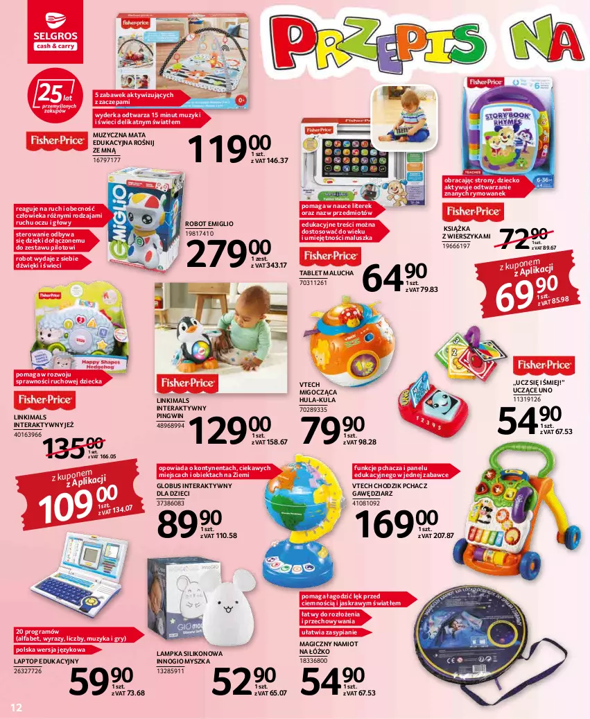 Gazetka promocyjna Selgros - Katalog Dzień Dziecka - ważna 19.05 do 01.06.2022 - strona 12 - produkty: Chodzik, Dzieci, Fa, Gra, Gry, Książka, Mysz, Namiot, Pingwin, Robot, Tablet, Tera, Top