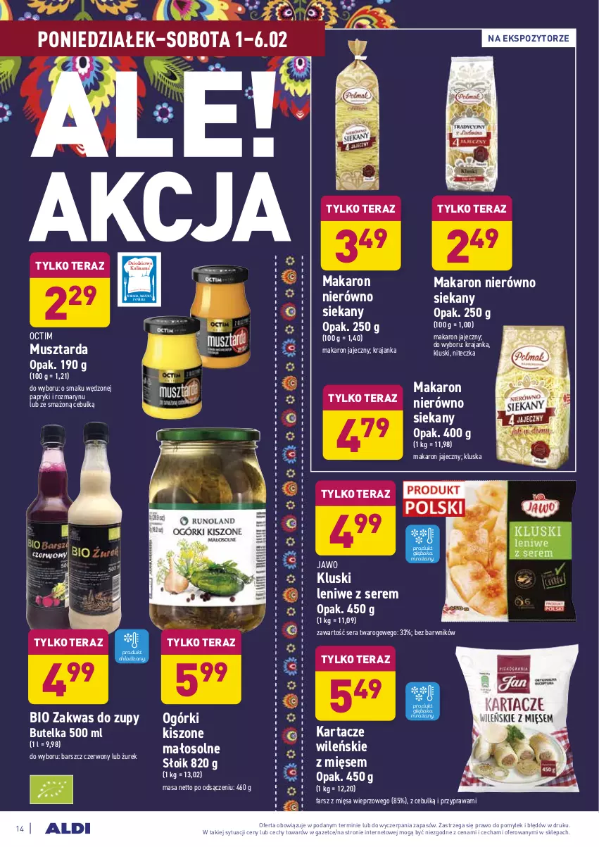 Gazetka promocyjna Aldi - ALE! CENA - ważna 01.02 do 06.02.2021 - strona 14 - produkty: Fa, Makaron, Mus, Musztarda, Ser, Tera