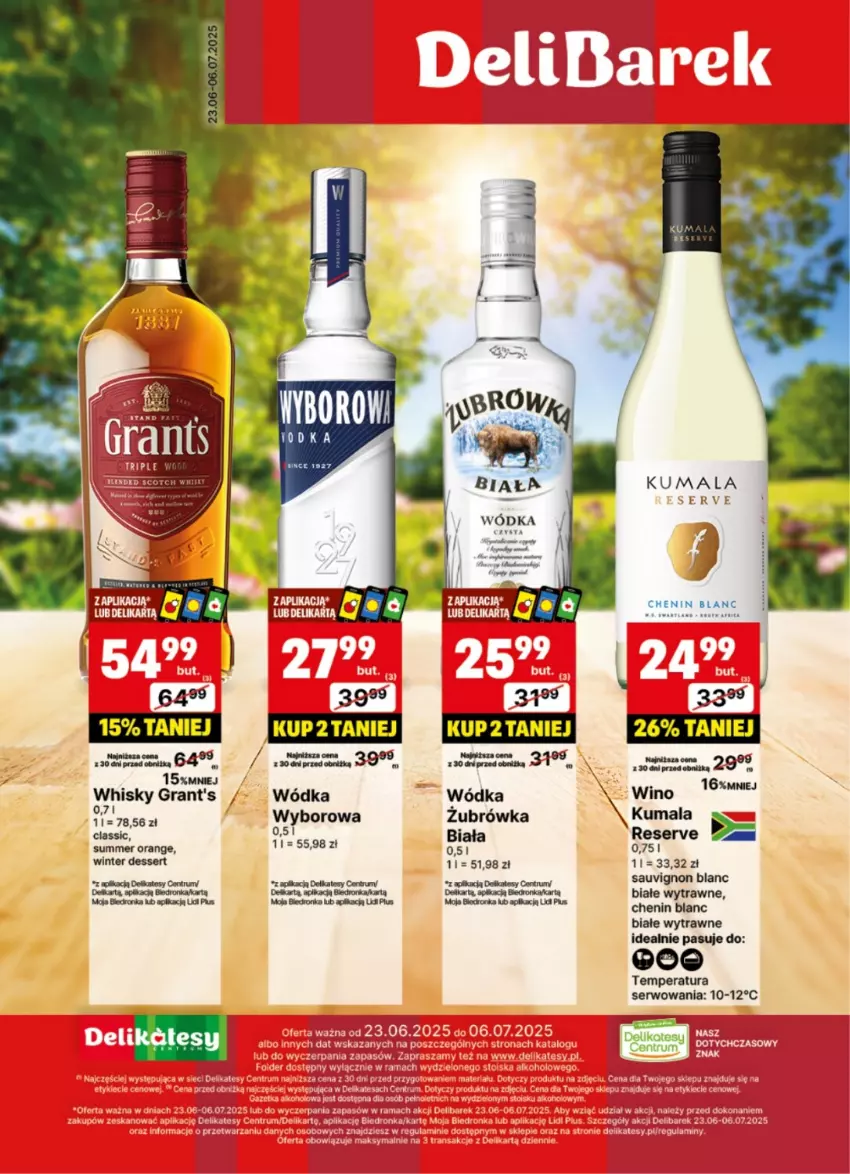 Gazetka promocyjna Delikatesy Centrum - Delibarek DC26-DC27 - ważna 23.06 do 06.07.2025 - strona 1 - produkty: Gra, Grant's, Rum, Sauvignon Blanc, Ser, Whisky, Wino, Wódka, Wyborowa