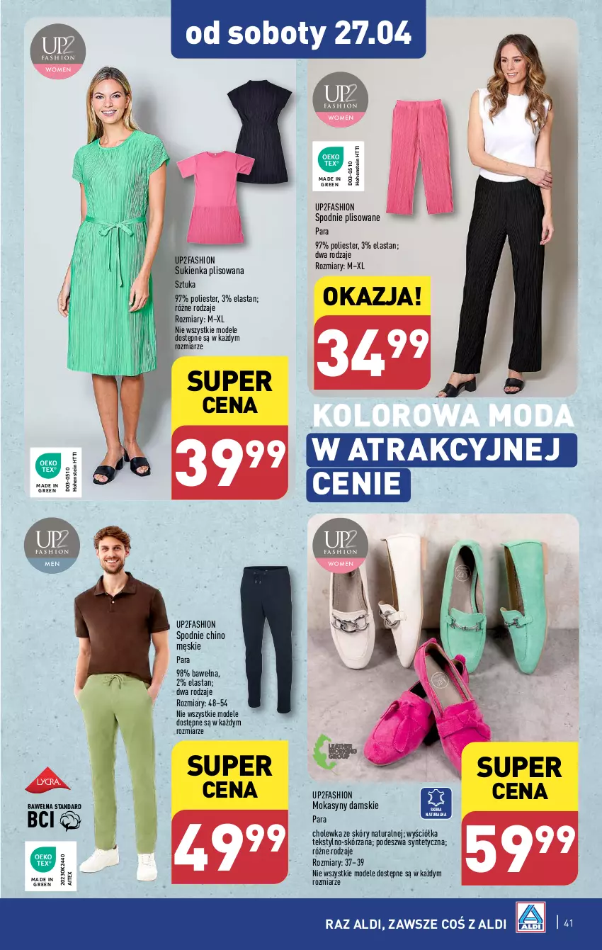 Gazetka promocyjna Aldi - Pełna oferta - ważna 22.04 do 28.04.2024 - strona 41 - produkty: Fa, K2, Moda, Mokasyny, Spodnie, Sukienka, Wełna