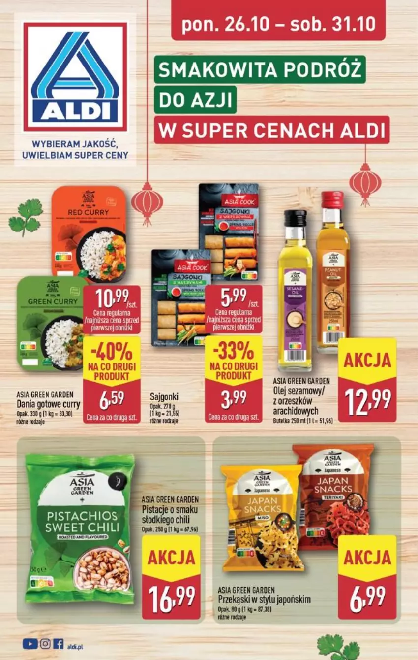Gazetka promocyjna Aldi - Smakowita podróż - ważna 26.10 do 31.10.2026 - strona 1 - produkty: Dania gotowe, Fa, Olej, Olej sezamowy, Pistacje, Sezam, Smakowita