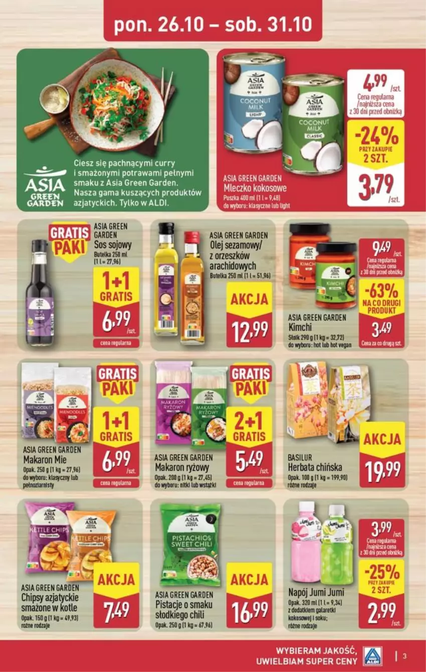 Gazetka promocyjna Aldi - Smakowita podróż - ważna 26.10 do 31.10.2026 - strona 3 - produkty: Herbata, Makaron, Makaron ryżowy, Napój, Olej, Olej sezamowy, Pistacje, Ryż, Sezam, Sos, Sos sojowy