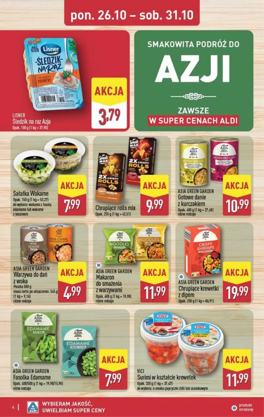 Gazetka promocyjna Aldi - Smakowita podróż - ważna 26.10 do 31.10.2026 - strona 4 - produkty: Edam, Fa, Kurczak, Makaron, Sałat, Sałatka, Smakowita, Surimi, Warzywa