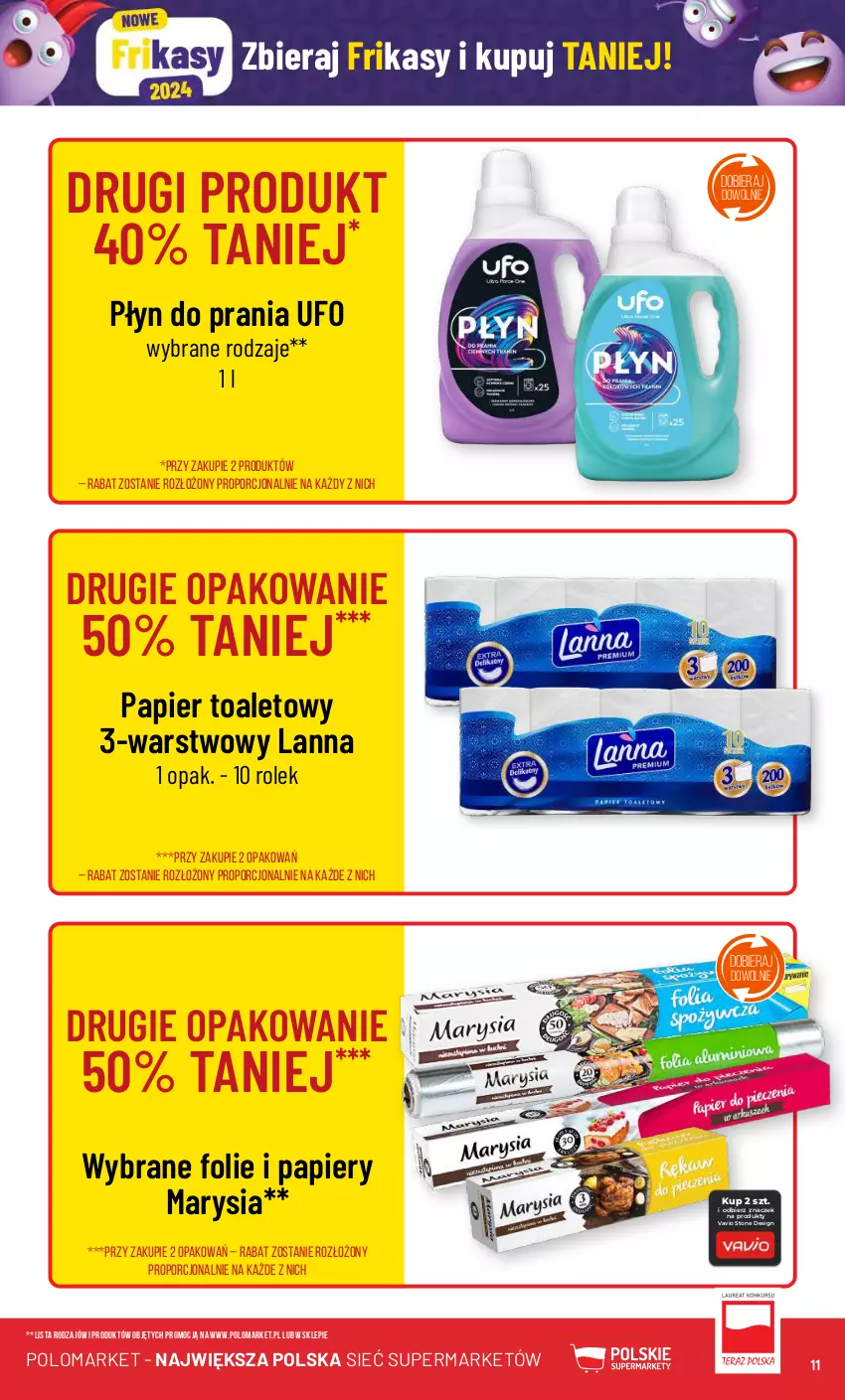 Gazetka promocyjna PoloMarket - Gazetka pomocyjna - ważna 17.01 do 23.01.2024 - strona 11 - produkty: Papier, Papier toaletowy, Płyn do prania, Por