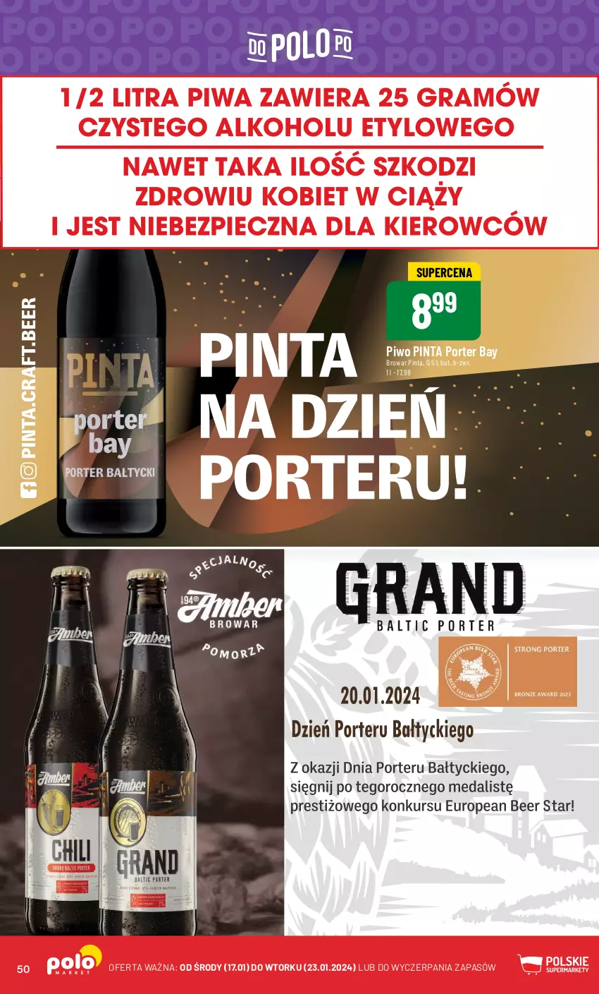 Gazetka promocyjna PoloMarket - Gazetka pomocyjna - ważna 17.01 do 23.01.2024 - strona 50 - produkty: Piwo, Por