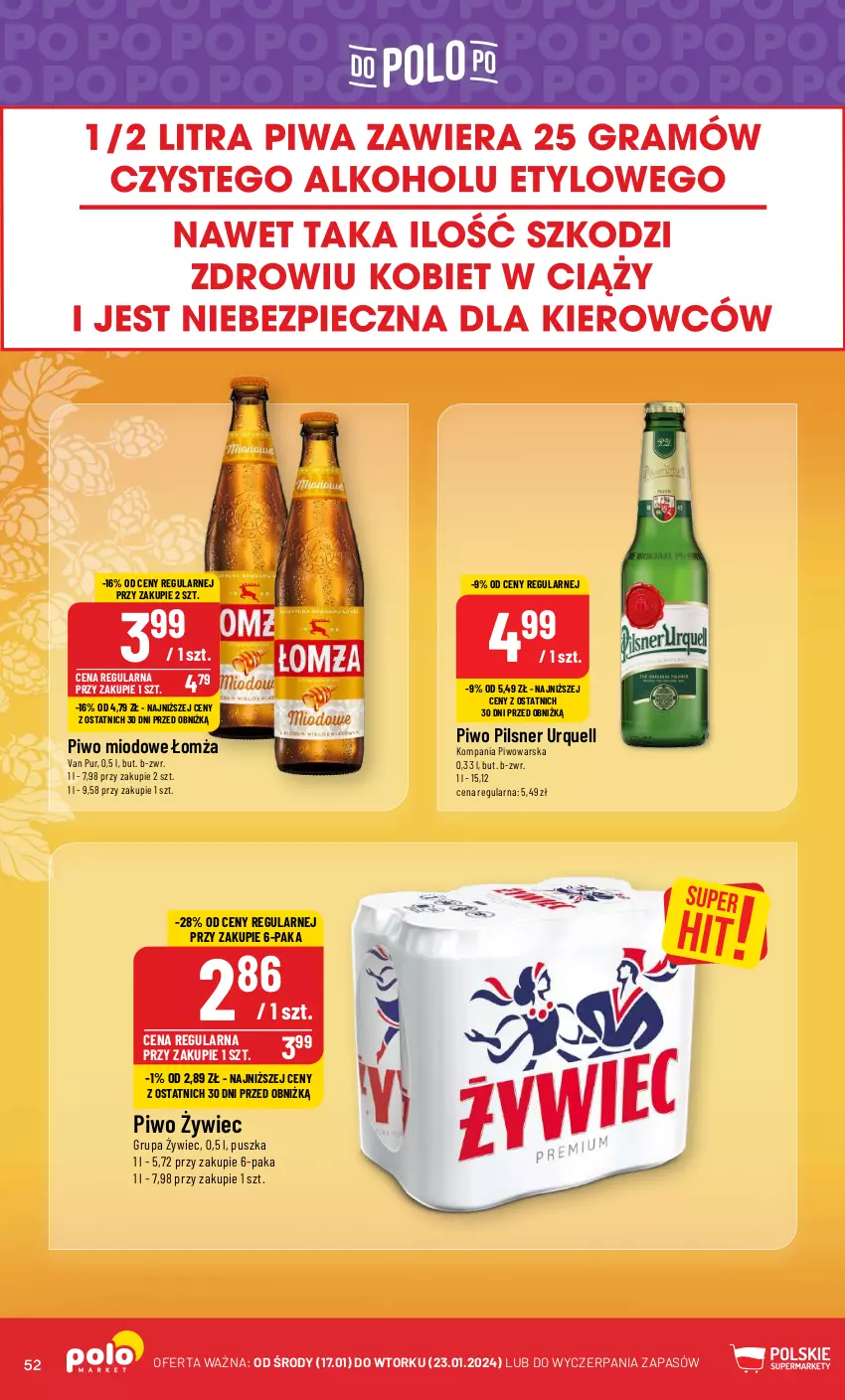 Gazetka promocyjna PoloMarket - Gazetka pomocyjna - ważna 17.01 do 23.01.2024 - strona 52 - produkty: Pilsner Urquell, Piwo, Pur