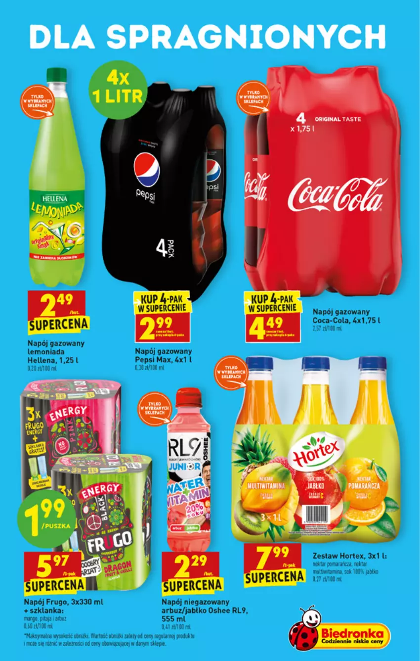 Gazetka promocyjna Biedronka - W tym tygodniu PN - ważna 17.06 do 23.06.2021 - strona 39 - produkty: Arbuz, Coca-Cola, Gin, Hellena, Hortex, HP, Mango, Napój, Napój gazowany, Napój niegazowany, Oshee, Pepsi, Pepsi max, Sok, Szklanka