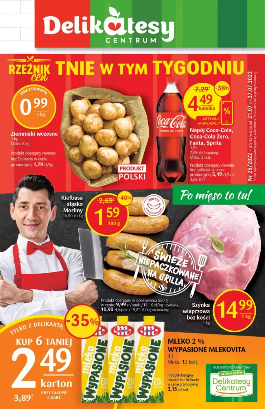 Gazetka promocyjna Delikatesy Centrum - Gazetka DC28 - ważna 21.07 do 27.07.2022 - strona 1 - produkty: Coca-Cola, Gin, Mleko, Mlekovita, Napój, Rum