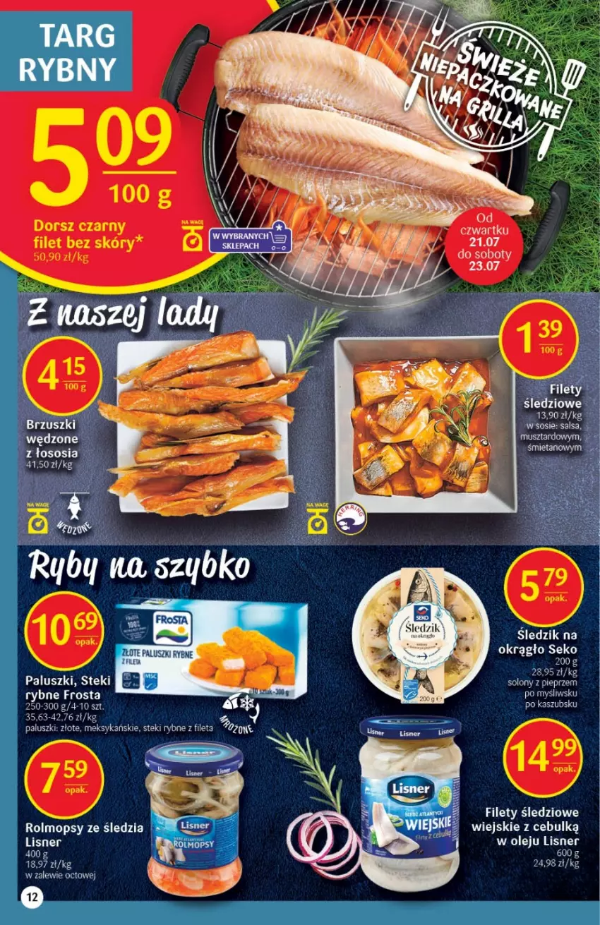 Gazetka promocyjna Delikatesy Centrum - Gazetka DC28 - ważna 21.07 do 27.07.2022 - strona 12 - produkty: Lisner, Mop, Mus, Olej, Paluszki rybne, Pieprz, Por, Salsa, SEKO, Sos, Stek