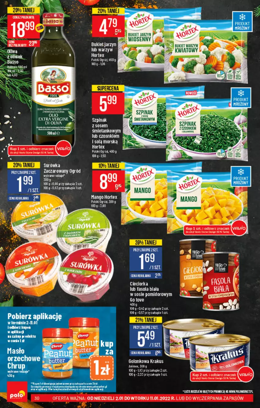 Gazetka promocyjna PoloMarket - Gazetka pomocyjna - ważna 02.01 do 11.01.2022 - strona 30 - produkty: Bukiet, Fa, Fasola, Hortex, Krakus, Mango, Mule, Ogród, Surówka, Szpinak