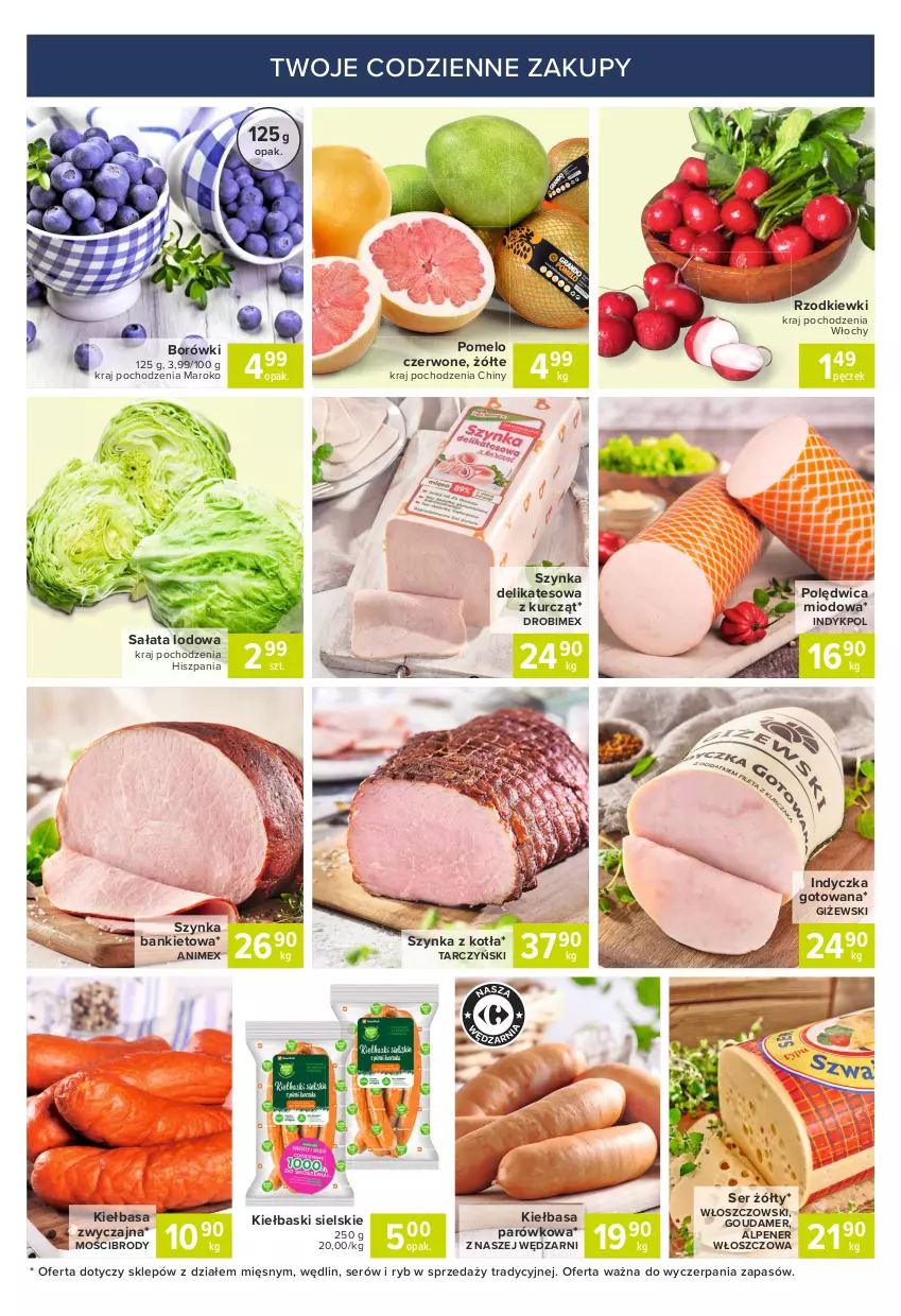 Gazetka promocyjna Carrefour - Gazetka Express - ważna 08.03 do 15.03.2021 - strona 5 - produkty: Drobimex, Gouda, Kiełbasa, Polędwica, Pomelo, Sałat, Sałata lodowa, Ser, Szynka, Szynka delikatesowa, Tarczyński, Włoszczowski