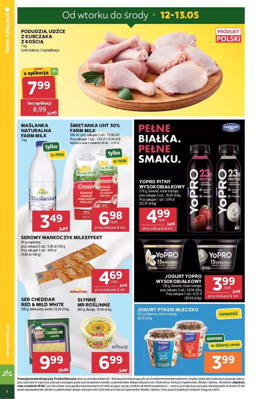 Gazetka promocyjna Stokrotka - Supermarket - ważna 07.05 do 13.05.2026 - strona 21 - produkty: Bakoma, Cheddar, Danone, Fa, Farm Milk, Jogurt, Koc, Kurczak, Maślanka, Mięso, Mleczko, Mleko, Mlekovita, Optima, Owoce, Ptasie mleczko, Ser, Słynne, Słynne MR Roślinne, Sok, Warzywa