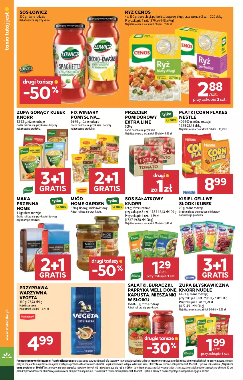 Gazetka promocyjna Stokrotka - Supermarket - ważna 07.05 do 13.05.2026 - strona 33 - produkty: Buraczki, Cenos, Corn flakes, Gra, Kisiel, Knorr, Kubek, Mąka, Mąka pszenna, Mięso, Miód, Nestlé, Optima, Owoce, Papryka, Ryż, Sałat, Sos, Vegeta, Warzywa, Winiary, Zupa