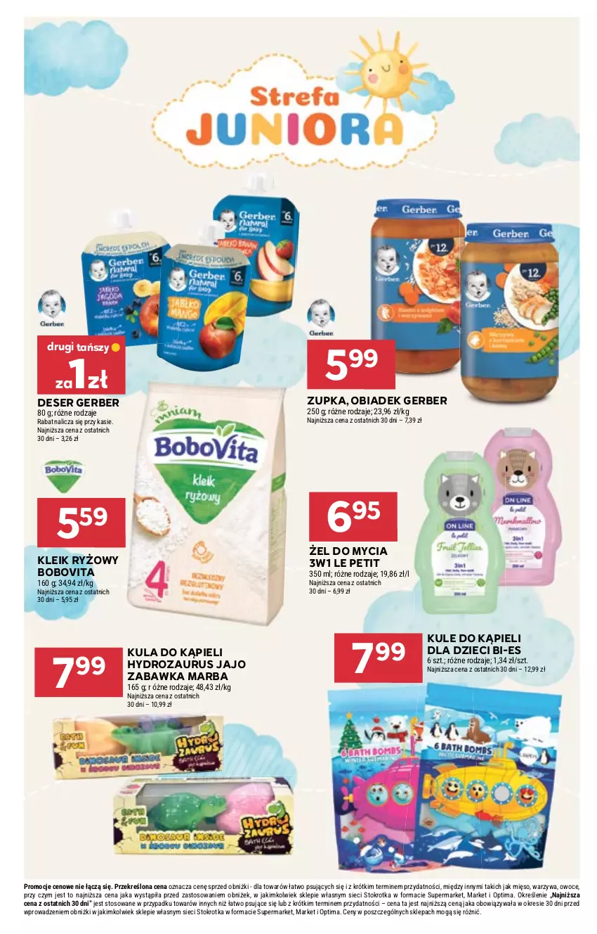 Gazetka promocyjna Stokrotka - Supermarket - ważna 07.05 do 13.05.2026 - strona 44 - produkty: BoboVita, Deser, Dzieci, Gerber, Kula do kąpieli, Mięso, Optima, Owoce, Ryż, Ser, Warzywa, Zabawka