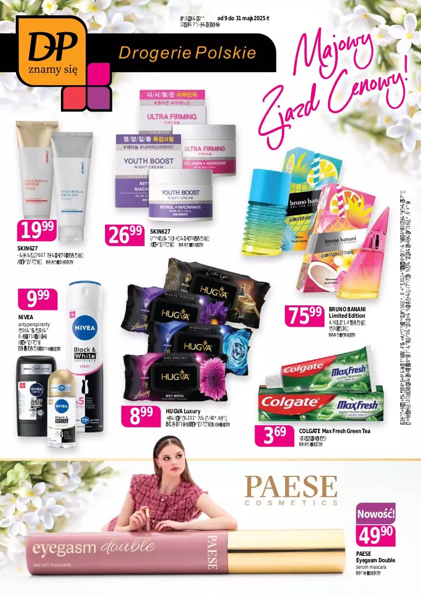 Gazetka promocyjna Drogerie Polskie - Gazetka - ważna 09.05 do 31.05.2025 - strona 1 - produkty: Antyperspirant, Bruno Banani, Chusteczki, Colgate, Fa, LG, Nivea, PAESE, Perfum, Rum, Ser, Serum