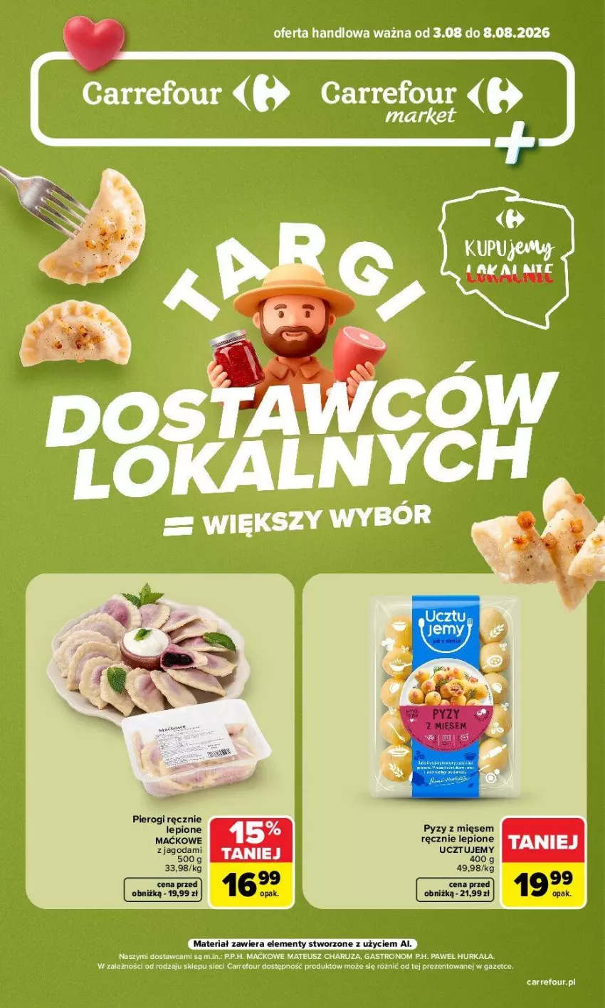 Gazetka promocyjna Carrefour - Gazetka Targi dostawców lokalnych - ważna 03.08 do 08.08.2026 - strona 1 - produkty: Imbir, Pierogi