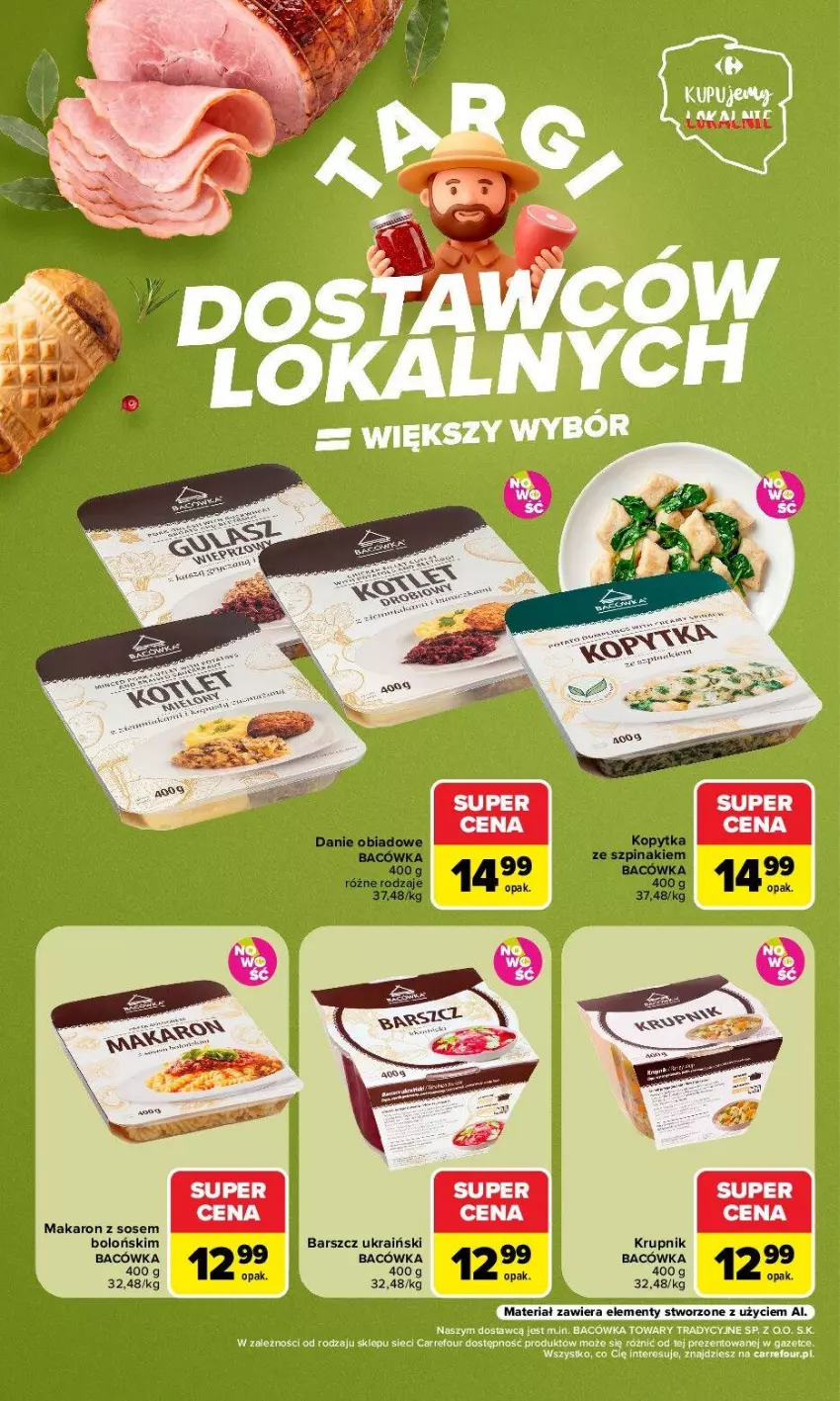 Gazetka promocyjna Carrefour - Gazetka Targi dostawców lokalnych - ważna 03.08 do 08.08.2026 - strona 4 - produkty: Kiwi, Krupnik, Makaron, Makaron z sosem, Sos, Szpinak